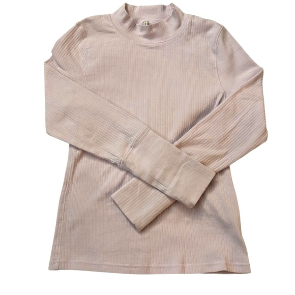 Intimately FP mock neck lavender ribbed stretch fitted long sleeve top - Picture 1 of 5